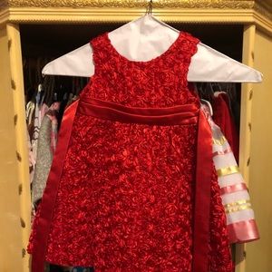 Crimson red rosette holiday dress 24m